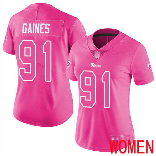 Los Angeles Rams Limited Pink Women Greg Gaines Jersey NFL Football 91 Rush Fashion